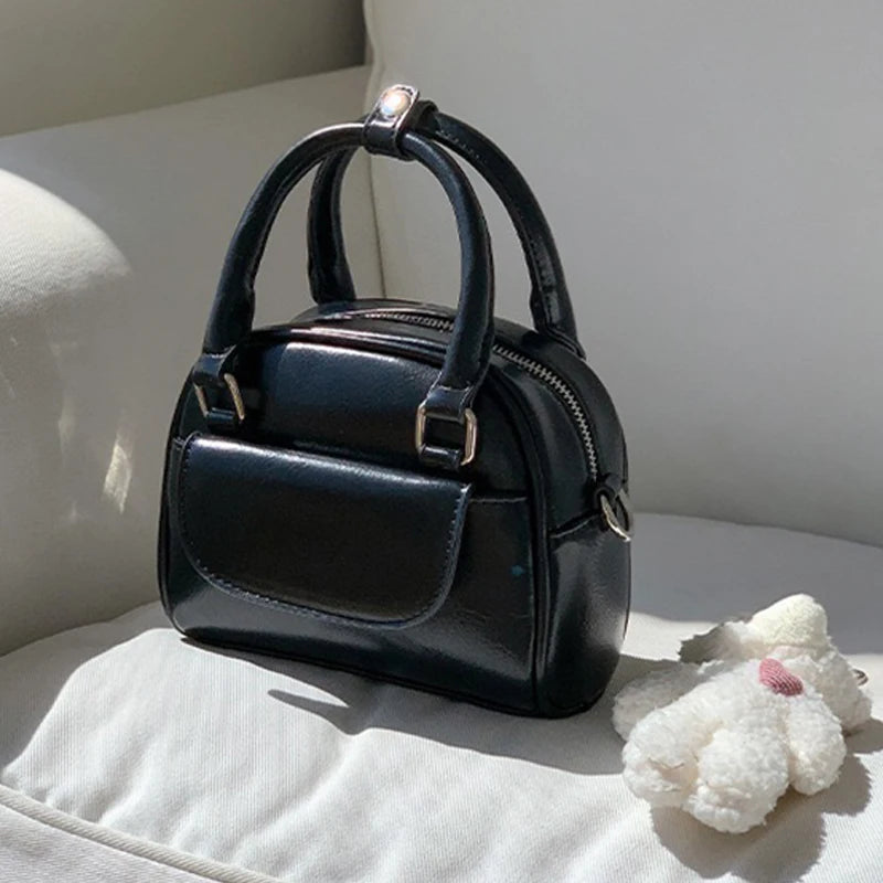 Handtas Dames - Mini Bowlingtas met Dubbel Hengsel | Chique