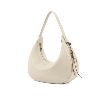 Tas Dames - Halfmaan Schoudertas met Rits en Hanger Detail | Casual