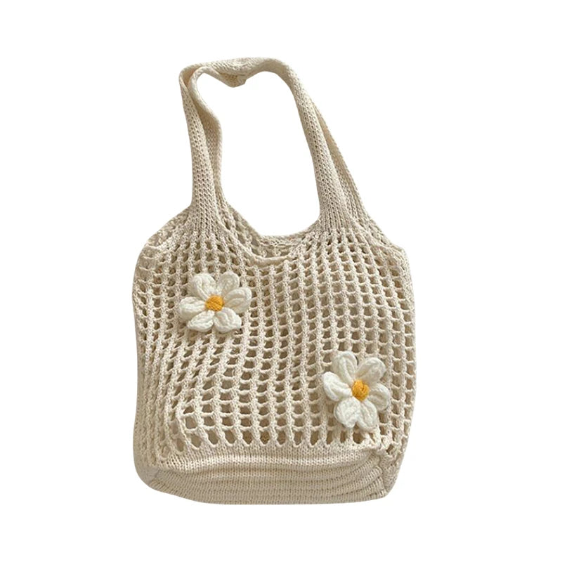 Tas Dames - Gehaakt Shopper Model met Bloemen | Zomer