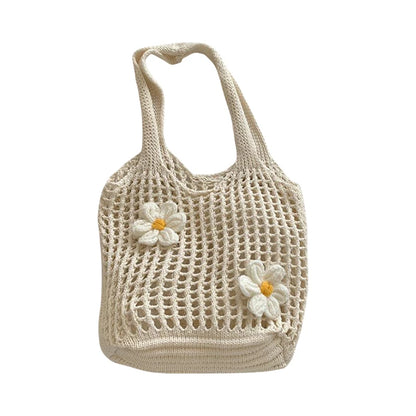 Tas Dames - Gehaakt Shopper Model met Bloemen | Zomer
