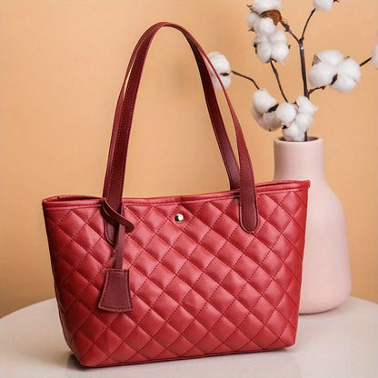 Tas Dames - Ruime Gewatteerde Shopper met Gouden Knoop | Chique