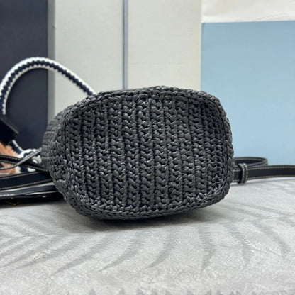 Tas Dames - Gevlochten Bucket Bag met Trekkoord en Ketting | Zomer