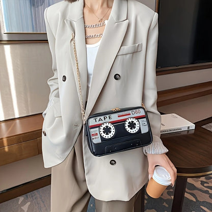 Handtas Dames - Retro Cassettebandje Design met Ketting | Speels