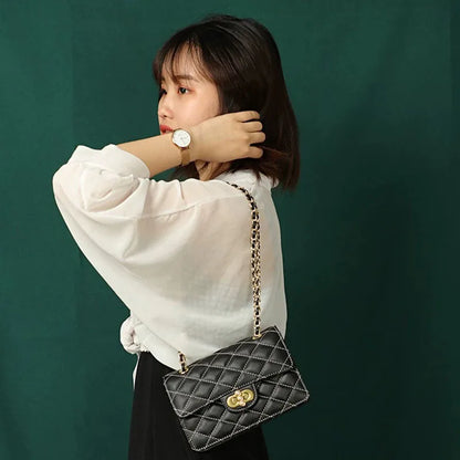 Tas Dames - Gewatteerde Schoudertas met Gouden Ketting | Elegant