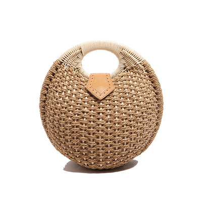 Tas Dames - Ronde Gevlochten Tas met Houten Handvat | Zomer