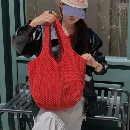 Tas Dames - Grote Gehaakte Shopper met Open Vlechtstructuur | Boho