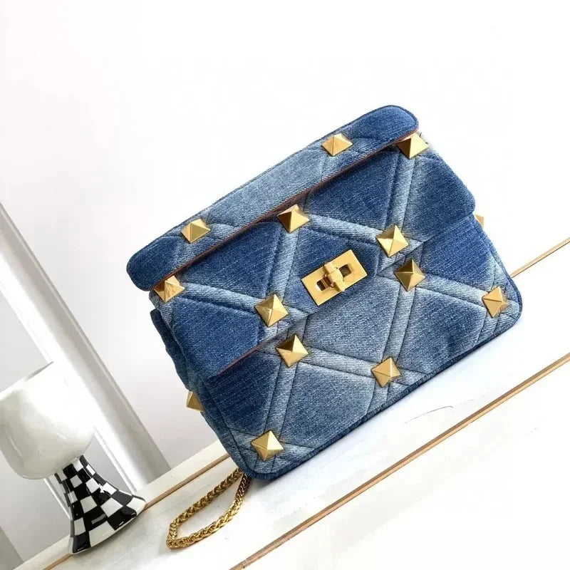 Tas Dames - Gewatteerde Schoudertas met Studs en Ketting | Chique