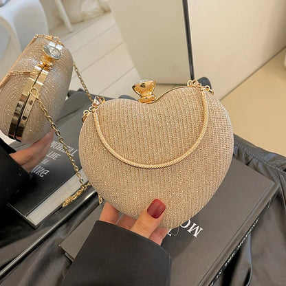 Avondtasje Dames - Hartvormige Clutch met Ketting en Kristal | Feest