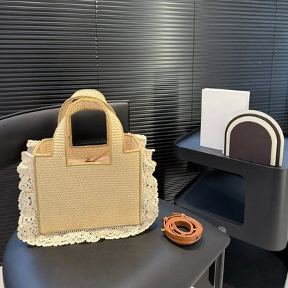 Tas Dames - Gevlochten Zomertas met Ruches Detail | Casual