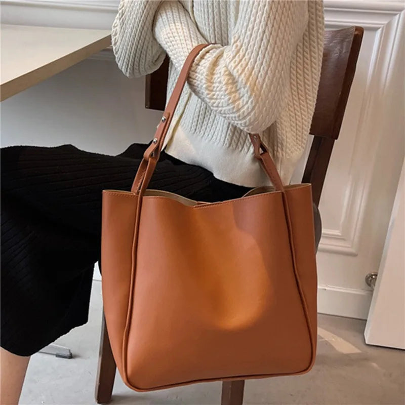 Tas Dames - Grote Bucket Bag met Brede Schouderband | Casual