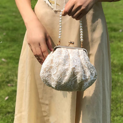 Tas Dames - Avondtasje met Parelketting en Kliksluiting | Chique