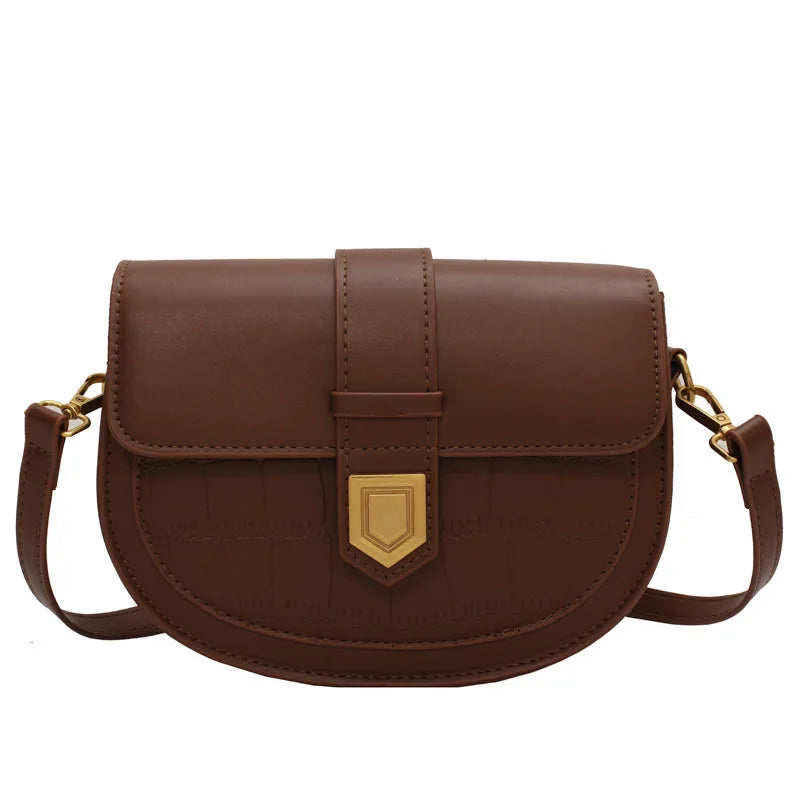 Crossbody Tas Dames - Halfmaan Saddle Bag met Gouden Slot | Chique