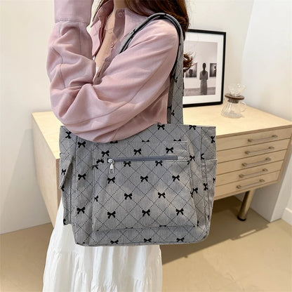 Shopper Dames - Gewatteerde Tote Bag met Strikjesprint | Casual
