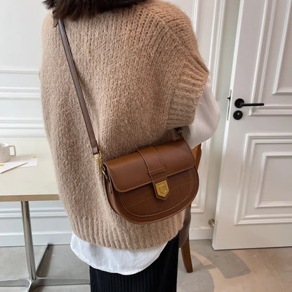 Crossbody Tas Dames - Halfmaan Saddle Bag met Gouden Slot | Chique