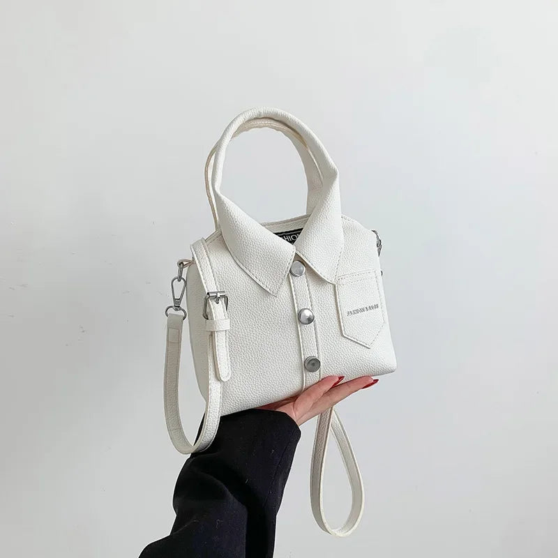 Handtas Dames - Mini Bag met Kraagdetail en Knopen | Stijlvol