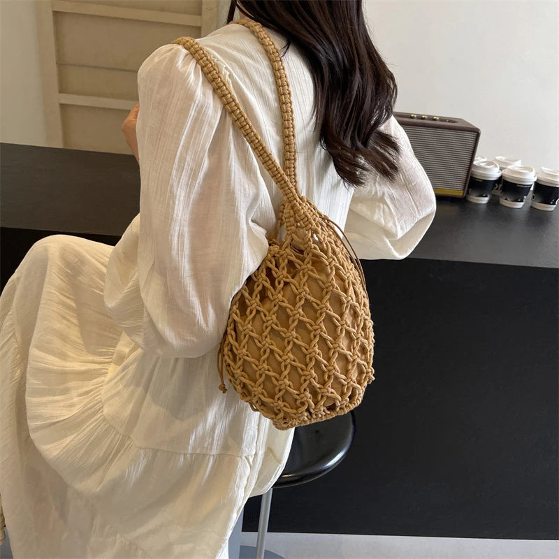 Tas Dames - Gehaakte Nettas met Binnentas en Trekkoord | Boho