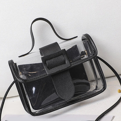 Tas Dames - Transparante Mini Handtas met Klep en Gesp | Trendy