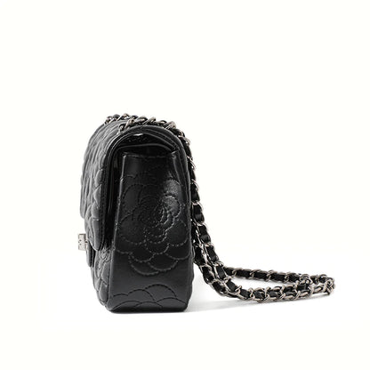 Tas Dames - Chique Schoudertas met Ketting en Rozenreliëf | Elegant