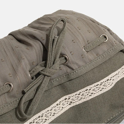 Tas Dames - Casual Schoudertas met Kanten Bies en Trekkoord | Boho