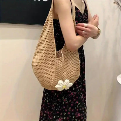 Tas Dames - Gehaakte Shopper met Bloemendetail | Zomer