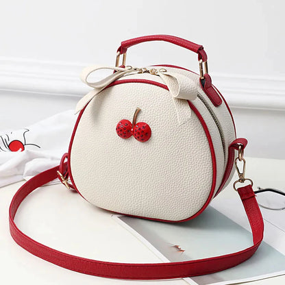 Crossbody Tas Dames - Ronde Mini Tas met Kers Detail | Casual