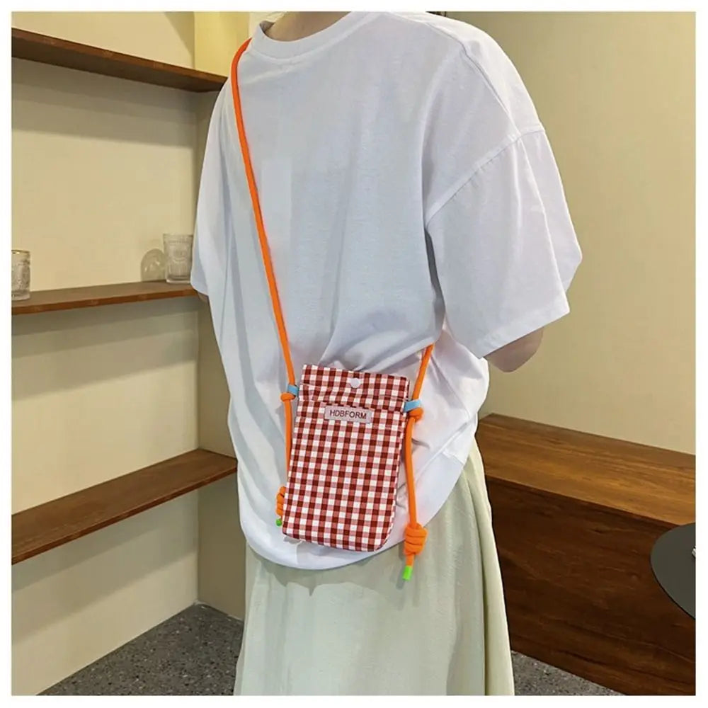 Crossbody Tas Dames - Mini Telefoontas met Ruitjesprint | Casual