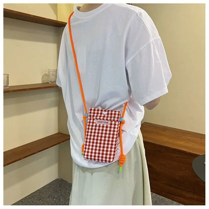 Crossbody Tas Dames - Mini Telefoontas met Ruitjesprint | Casual