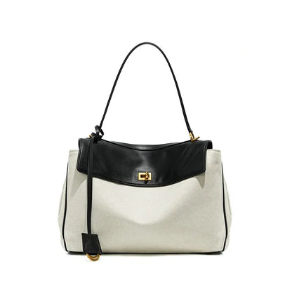 Tas Dames - Grote Shopper met Draaisluiting en Gouden Details | Chique