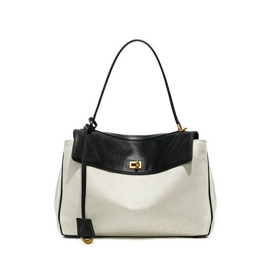 Tas Dames - Grote Shopper met Draaisluiting en Gouden Details | Chique