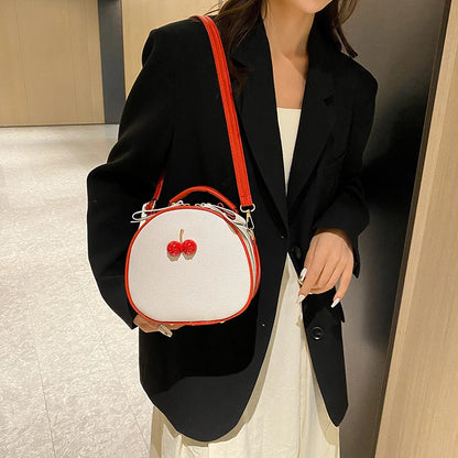 Crossbody Tas Dames - Ronde Mini Tas met Kers Detail | Casual
