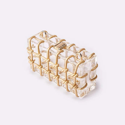 Avondtasje Dames - Transparante Clutch met Gouden Koord | Feest