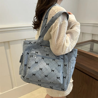 Shopper Dames - Gewatteerde Tote Bag met Strikjesprint | Casual