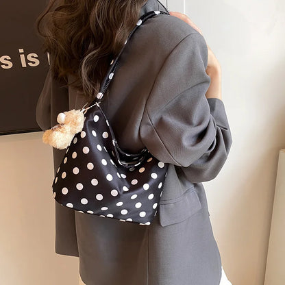 Tas Dames - Retro Schoudertas met Stippenprint | Klassiek