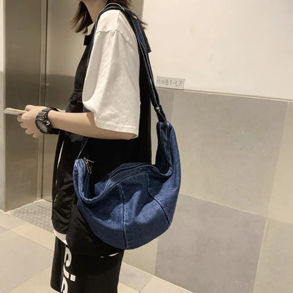 Schoudertas Dames - Grote Halfmaan Tas met Brede Riem | Casual