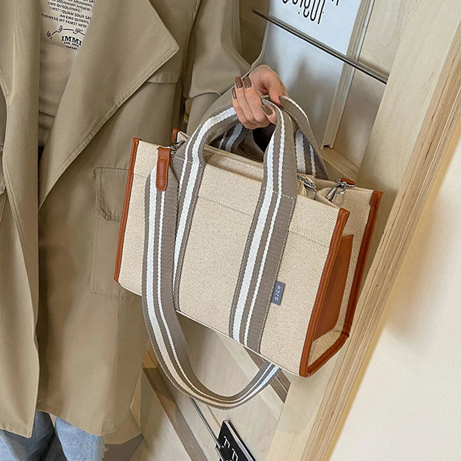Tas Dames - Ruime Shopper met Streepprint en Contrastdetail | Casual