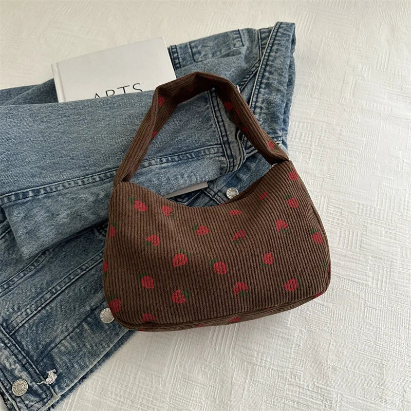 Tas Dames - Mini Schoudertas met Aardbeienprint en Structuur | Zomer