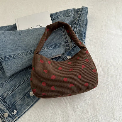 Tas Dames - Mini Schoudertas met Aardbeienprint en Structuur | Zomer
