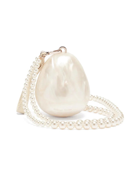Tas Dames - Parelmoer Minitas met Parelketting en Kwastje | Chique