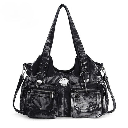 Tas Dames - Schoudertas met Voorvakken en Zilveren Hardware | Casual