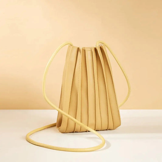 Tas Dames - Geplooide Bucket Bag met Trekkoord en Riem | Casual