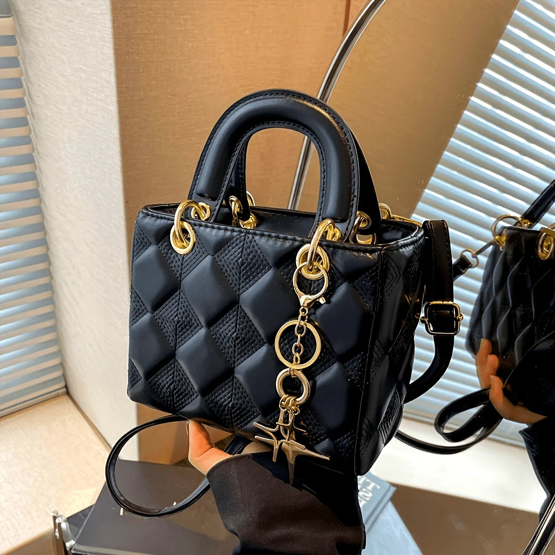 Handtas Dames - Gewatteerde Mini Tas met Gouden Hardware | Chique