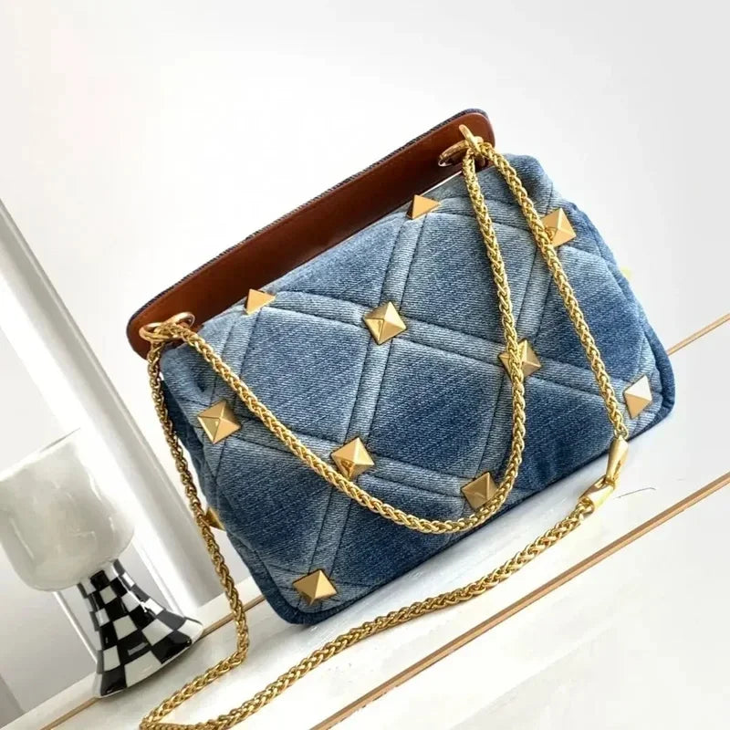 Tas Dames - Gewatteerde Schoudertas met Studs en Ketting | Chique