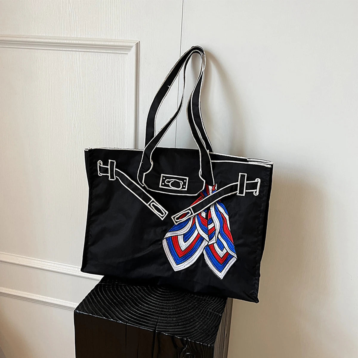 Shopper Dames - Grote Tote Bag met Gespelement en Sjaal | Chique