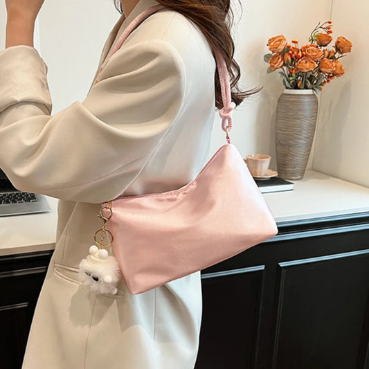 Schoudertas Dames - Compacte Onderarmtas met Speelgoed Hanger | Casual