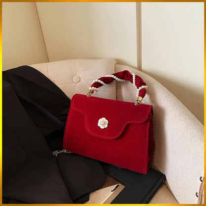 Tas Dames - Avondtasje met Parel Ketting en Bloem Detail | Chique