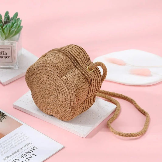 Tas Dames - Ronde Gevlochten Zomertas met Crossbody Riem | Casual