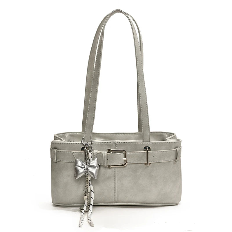 Tas Dames - Schoudertas met Gesp en Strik Hanger | Stijlvol