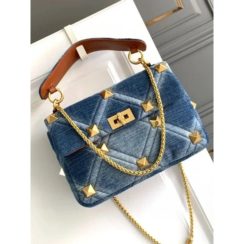 Tas Dames - Gewatteerde Schoudertas met Studs en Ketting | Chique