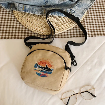 Tas Dames - Mini Crossbody met Haai Borduursel en Rits | Casual