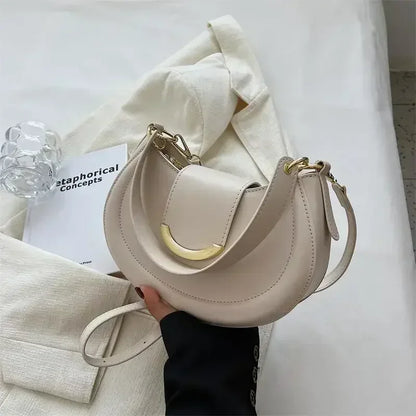 Tas Dames - Halfmaan Schoudertas met Zilveren Maan Detail | Klassiek